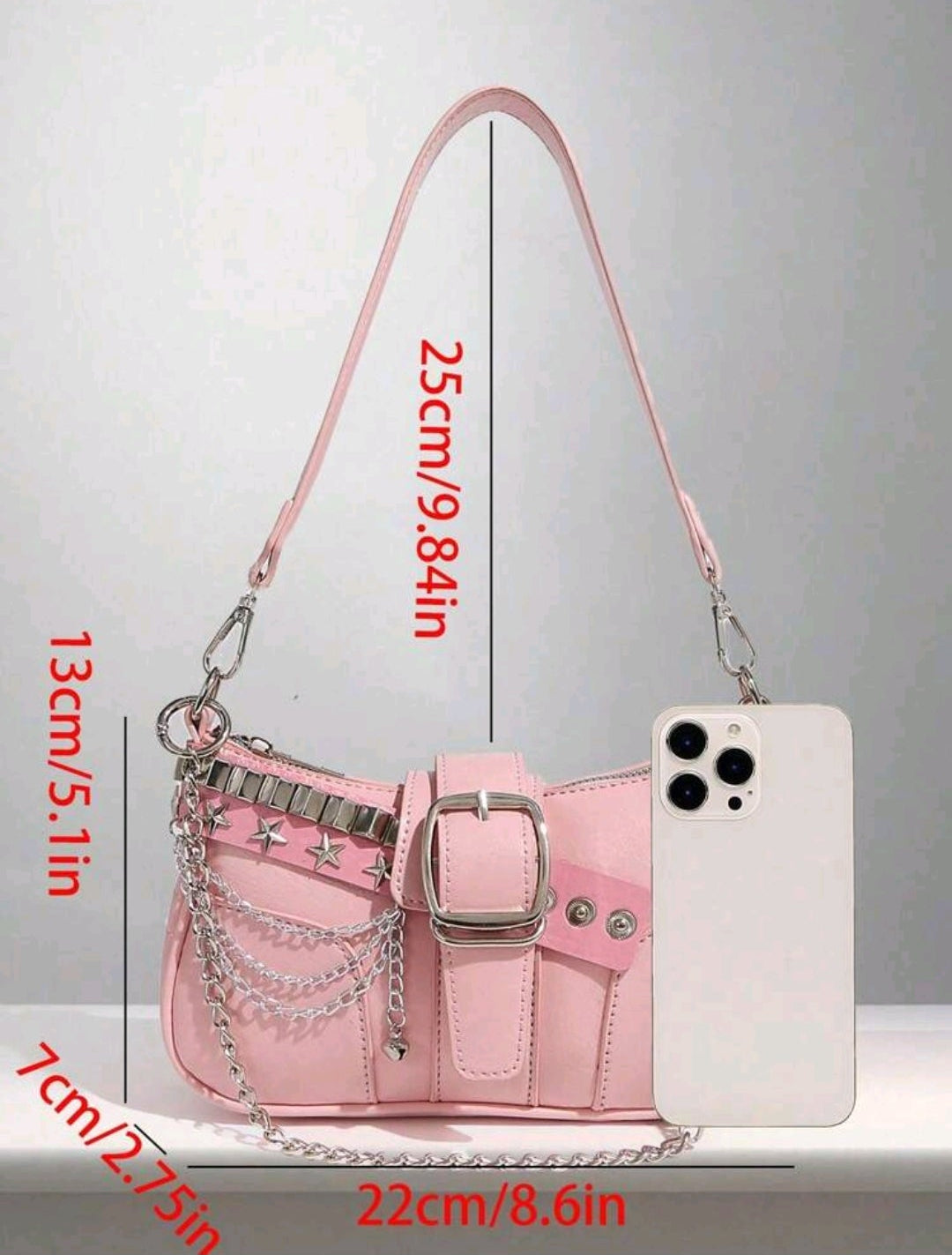 Bolsa Baguete Correntes (rosa)