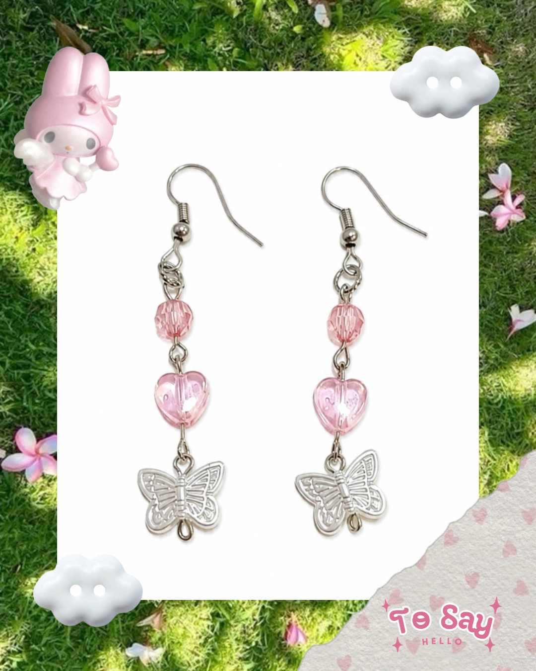Brinco Borboleta (Coleo Sweet) kawaii - acessorio feminino fofo - To Say Hello