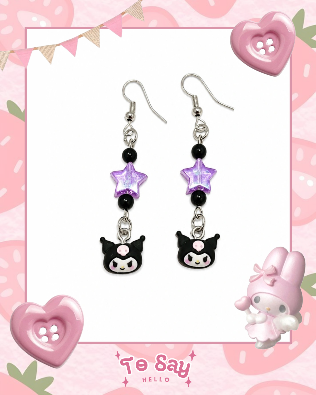 Brincos Turma Hello Kitty (estrelas) kawaii - foto 1 - To Say Hello