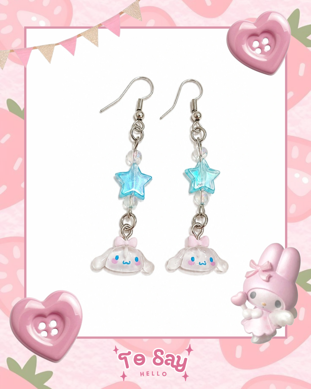 Brincos Turma Hello Kitty (estrelas) kawaii - foto 4 - To Say Hello