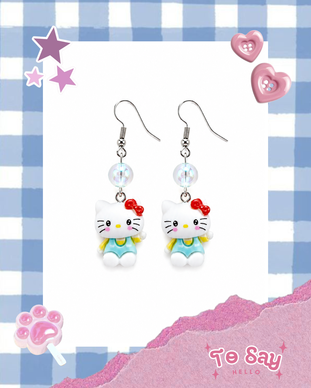 Brinco Hello Kitty (Jardineira) kawaii - acessorio feminino fofo - To Say Hello