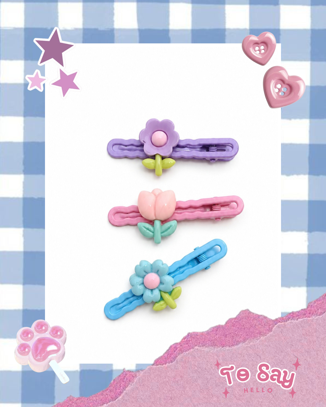 Presilha Flores. kawaii - acessorio feminino fofo - To Say Hello