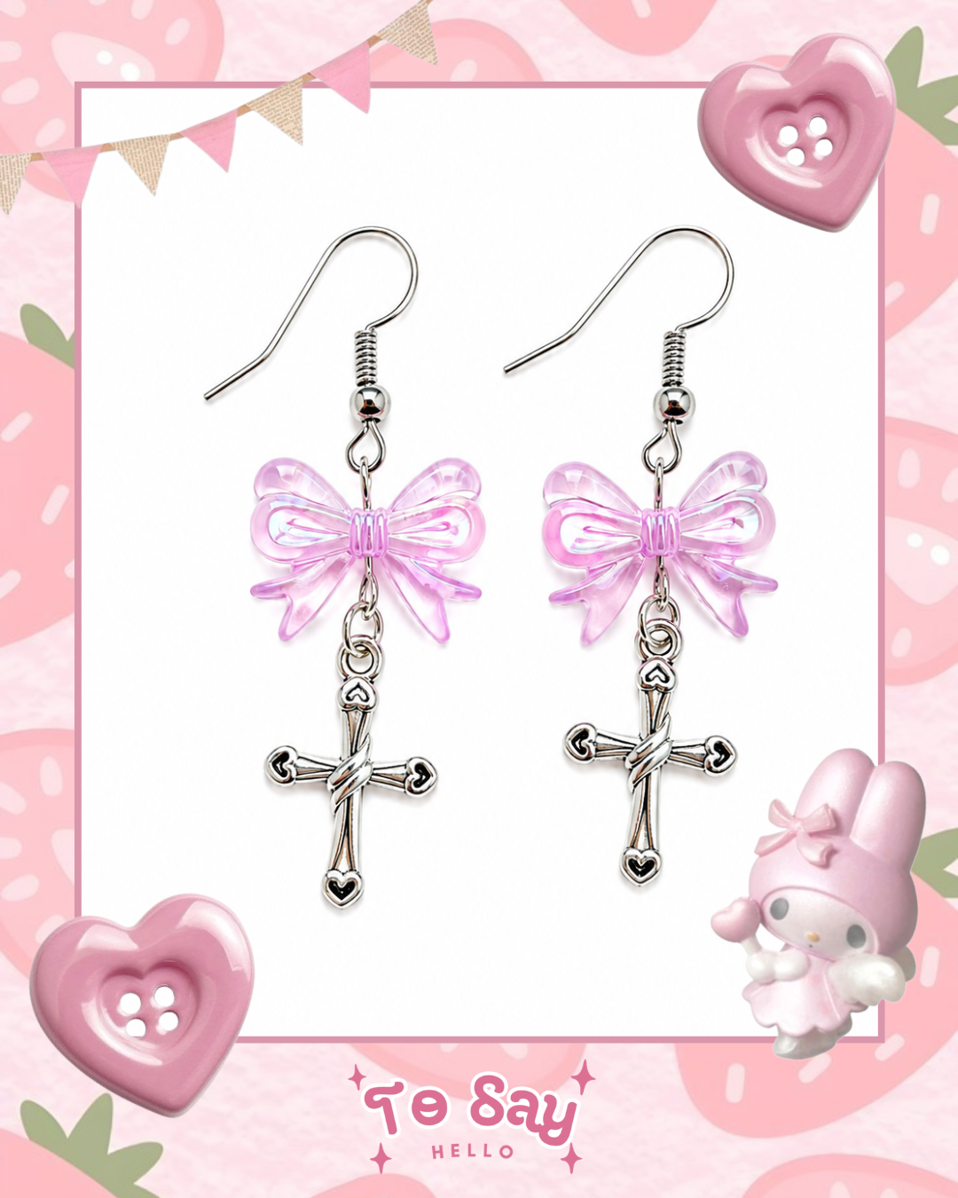 Brinco Cruz. kawaii - acessorio feminino fofo - To Say Hello