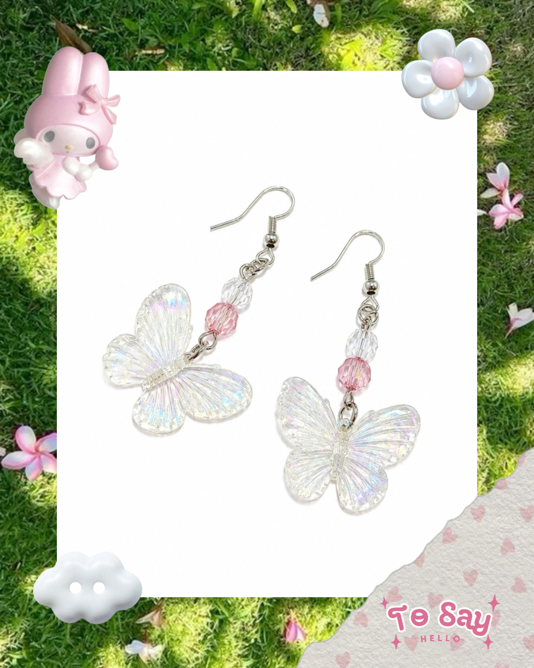 Brinco Borboleta. kawaii - acessorio feminino fofo - To Say Hello